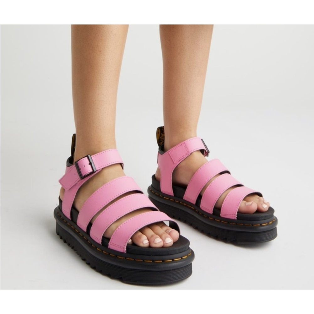 Dr. Martens Blaire Quad Platform Sandals Womens 10 Fondant Pink Strappy Chunky - Picture 2 of 16